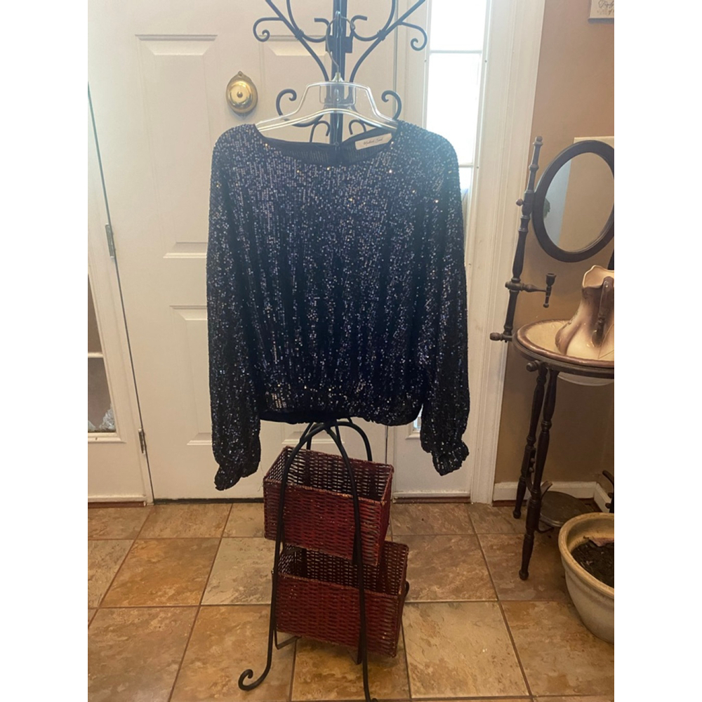 Women's Mustard Seed Black Sequin Blouse M